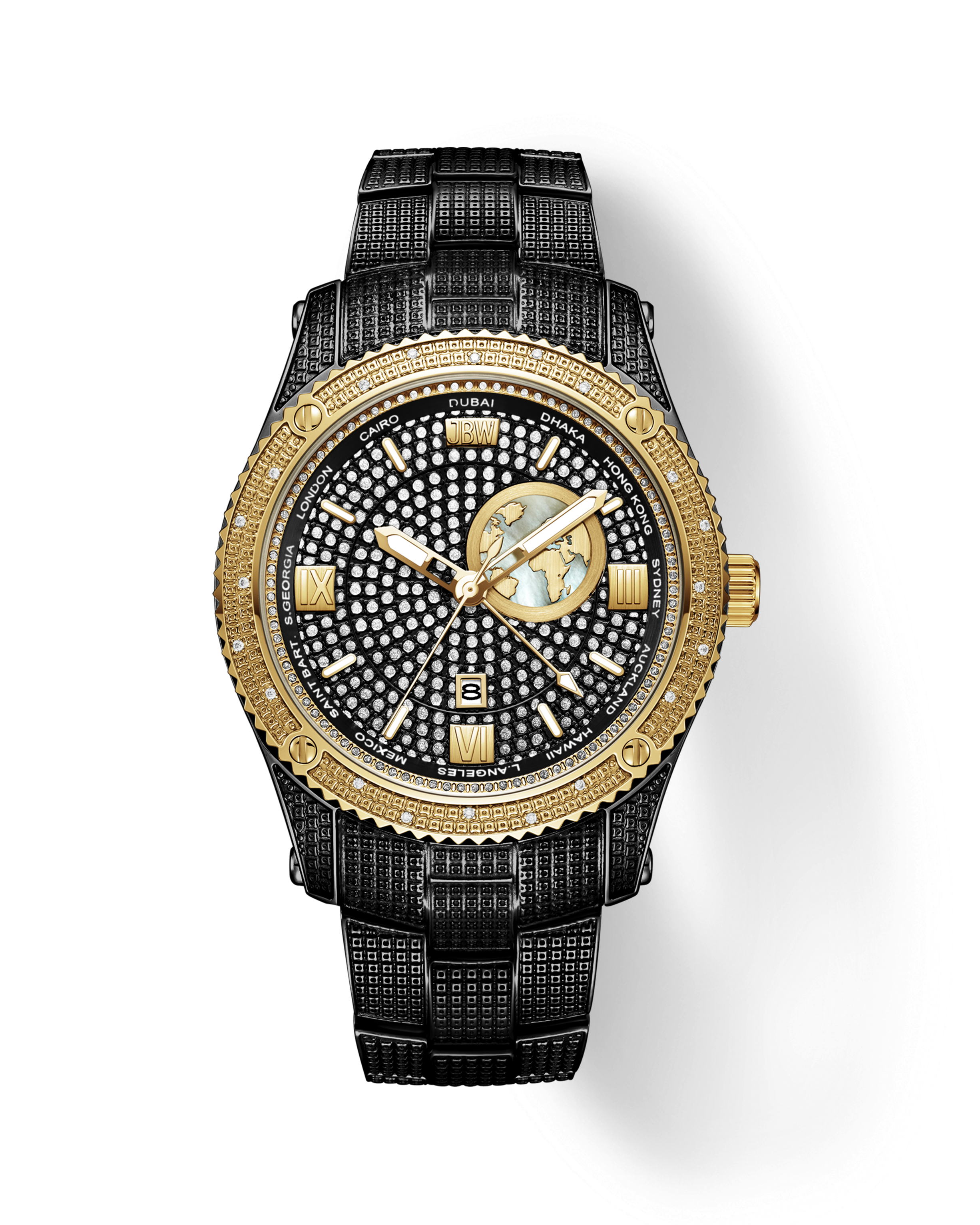 JBW Jet Setter GMT J6370C | Men's Black & Gold Diamond Watch – JBW