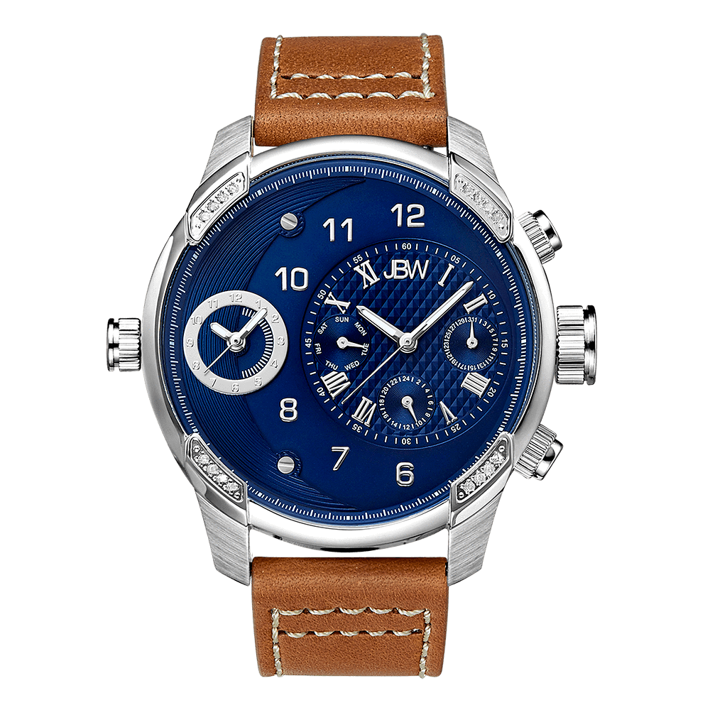 JBW G3 J6325E Men s Brown Swiss Leather Diamond Watch JBW Watches