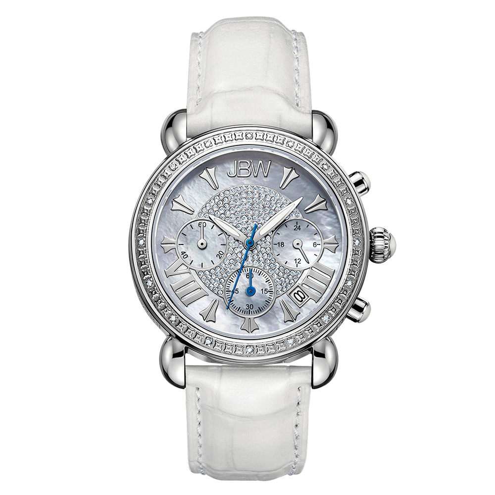 JBW Victory JB 6210L Q Women s White Leather Diamond Watch JBW