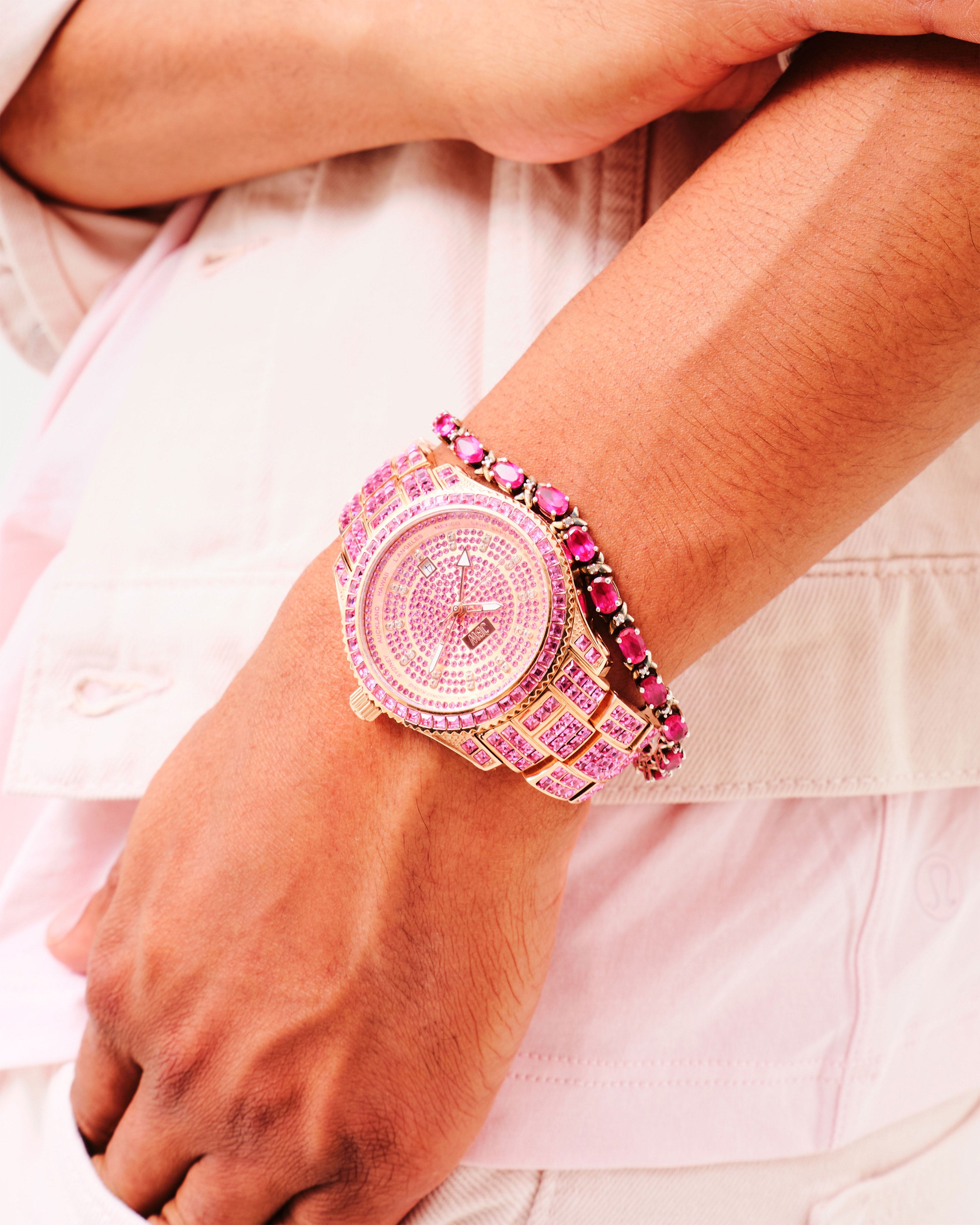 ローズANDストーン時計 JBW Jet Setter GMT Pink Gold | J6413C – JBW Watches