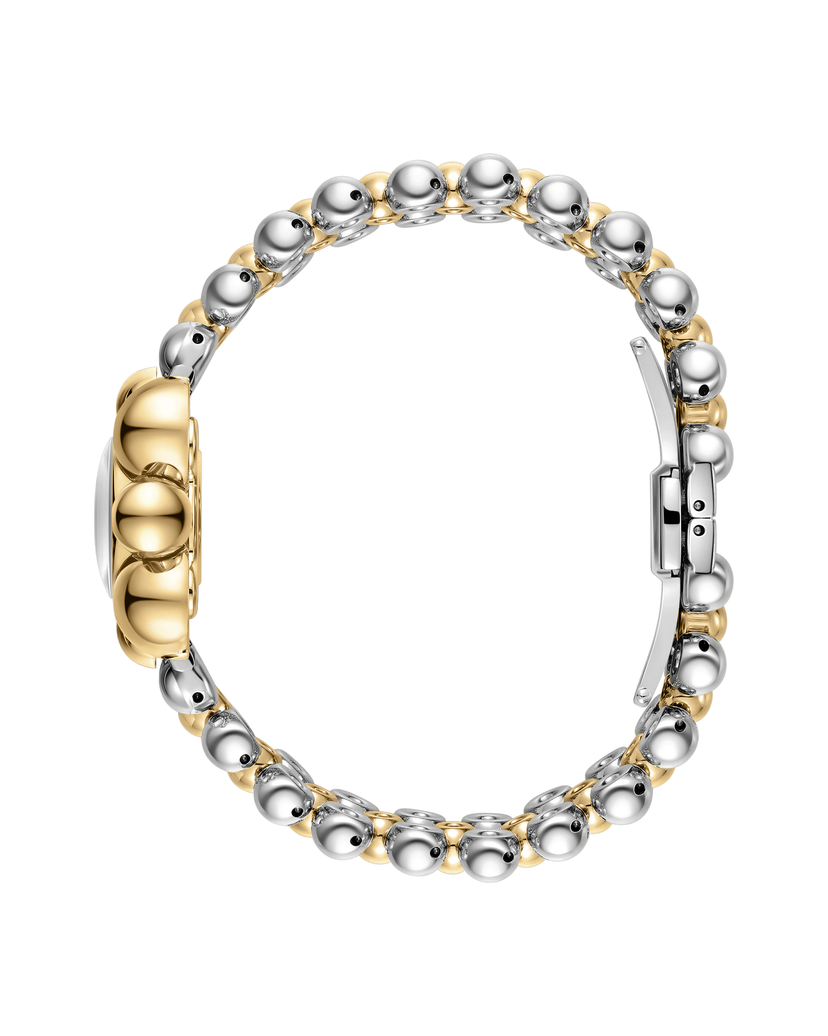 The JBW x Luar – Atmosphere (Sample Sale) | J6405C-SC by JBW Watches is a stainless steel gold watch with a round case, gold accents, and a two-tone bracelet, shown from the side against a white background.