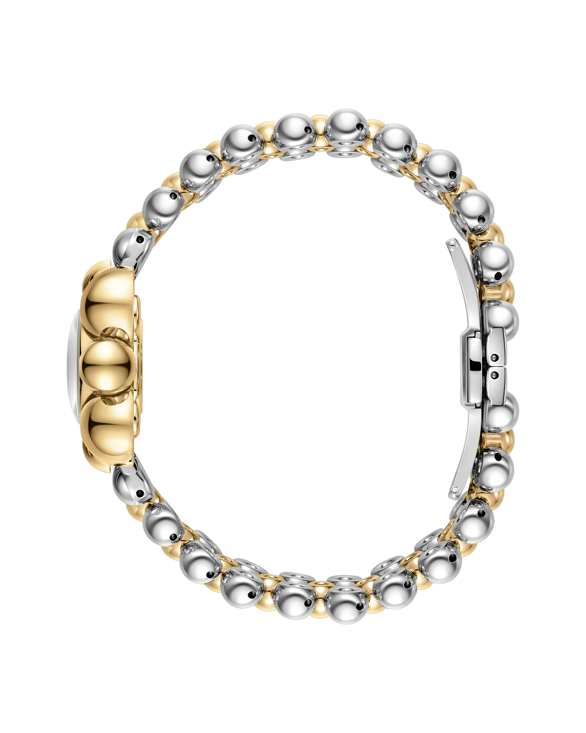 The JBW x Luar – Atmosphere (Sample Sale) | J6405C-SC by JBW Watches is a stainless steel gold watch with a round case, gold accents, and a two-tone bracelet, shown from the side against a white background.