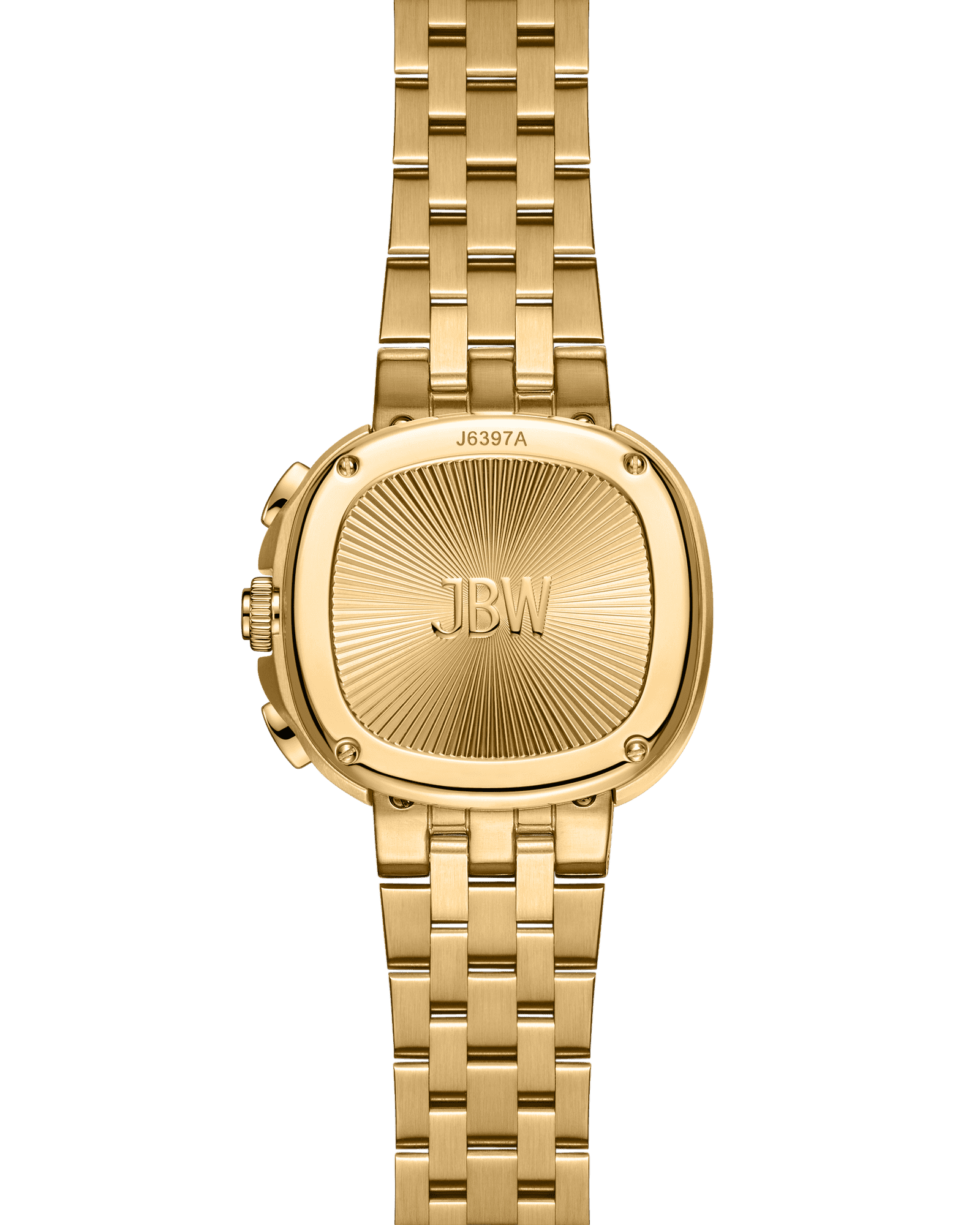 The Coast | J6397A by JBW Watches features a stainless steel case with an engraved sunburst pattern and the letters JBW, a linked metal bracelet, and reference number J6397A—an elegant watch with timeless style.