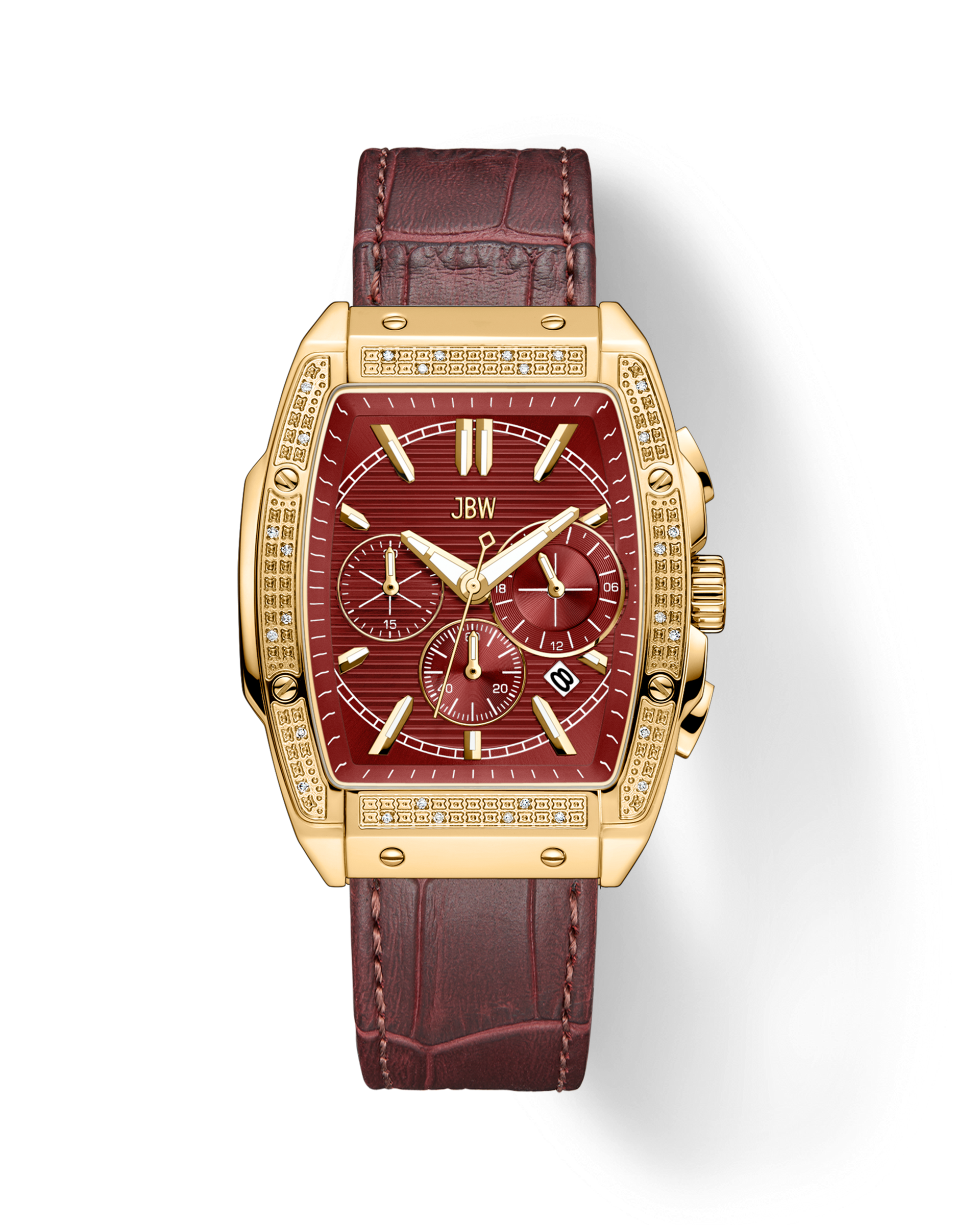 JBW Echelon J6379B | Men's Gold Diamond Watch With Red Straps JBW Echelon J6379B | Men's Gold Diamond Watch With Red Straps