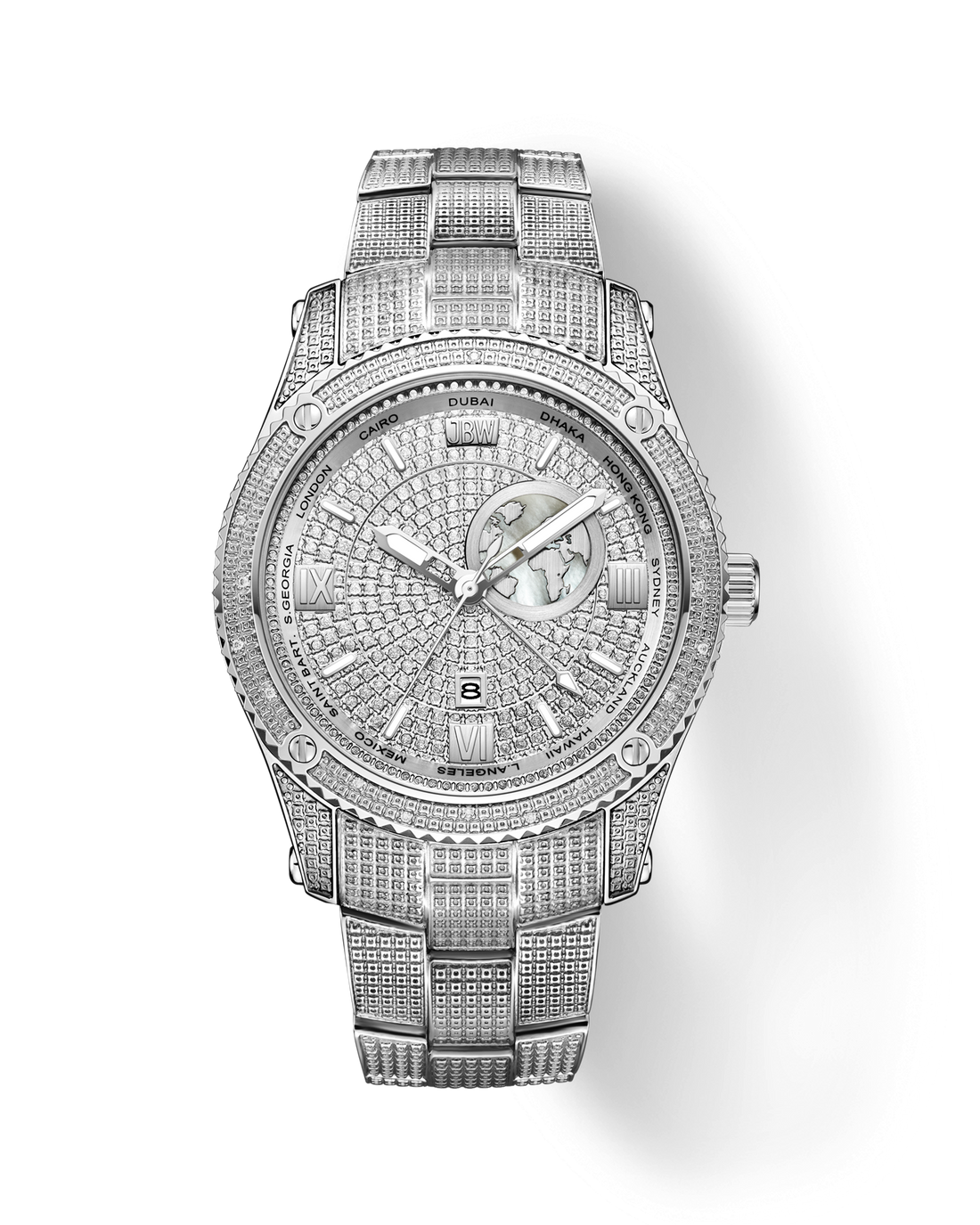 JBW Jet Setter GMT J6370B | Men's Stainless Steel Diamond Watch