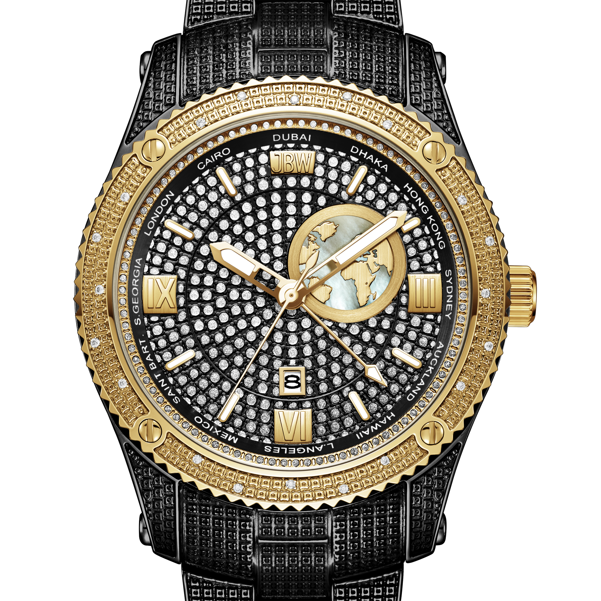 JBW Jet Setter GMT J6370C | Men's Black & Gold Diamond Watch – JBW Watches