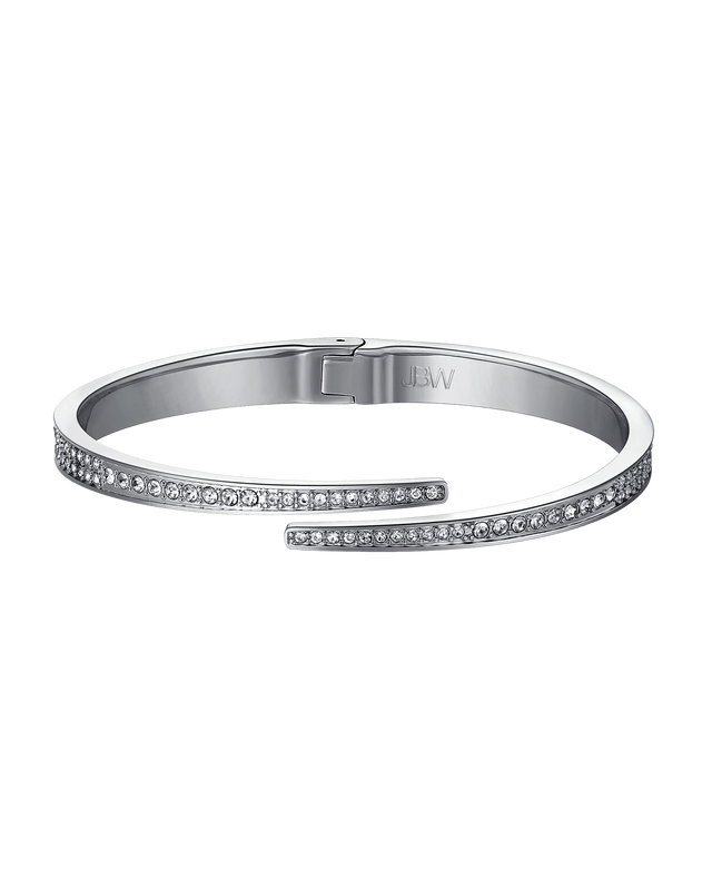 Crystal Pave Bangle - Silver | J1023A