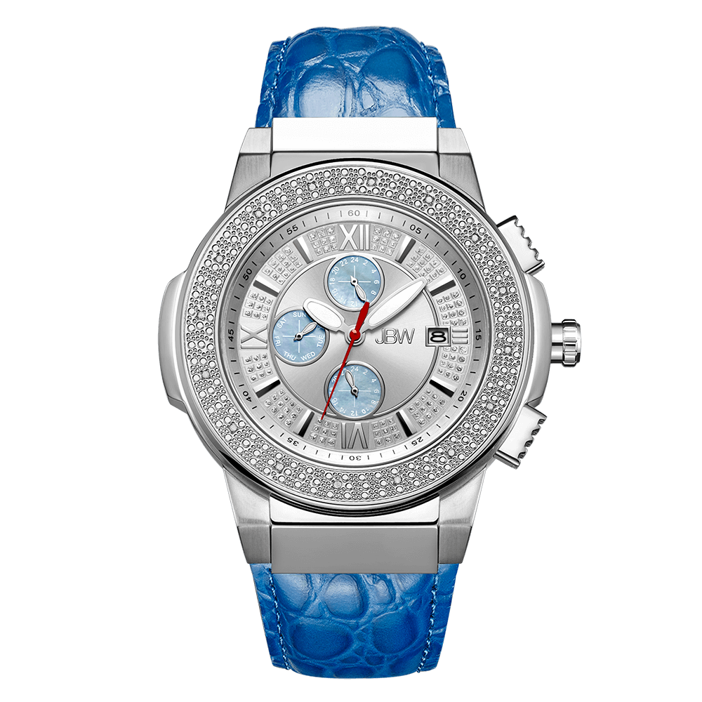 JBW Saxon JB 6101L G Men s Diamond Watch With Blue Band JBW