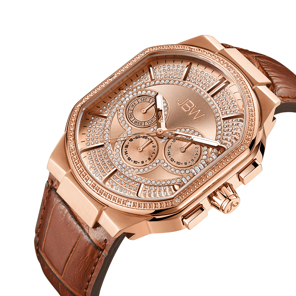 Rose gold online diamond watch mens