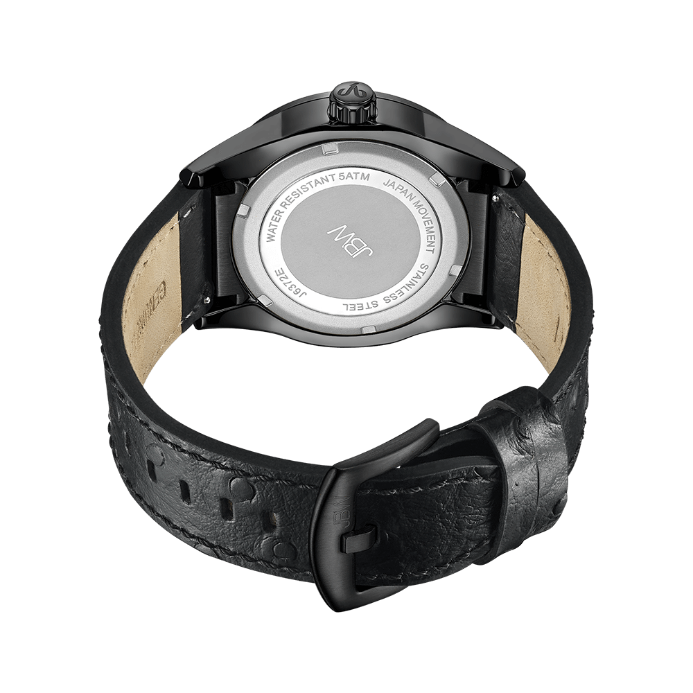 JBW Bond J6372E Men's Black Diamond Watch With Leather Strap JBW