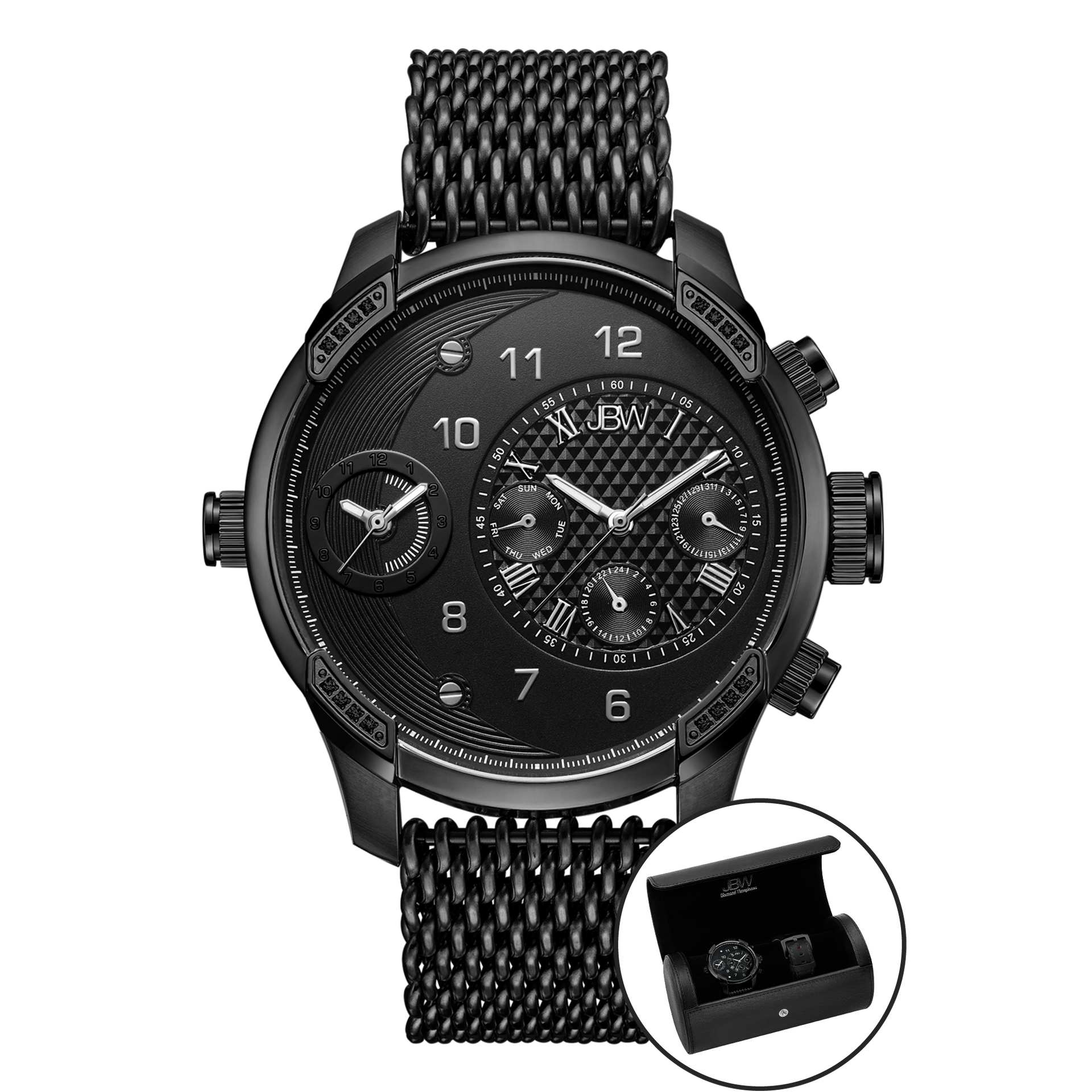 JBW G3 World Traveler Set J6355 SetA Men s Black Diamond Watch JBW Watches