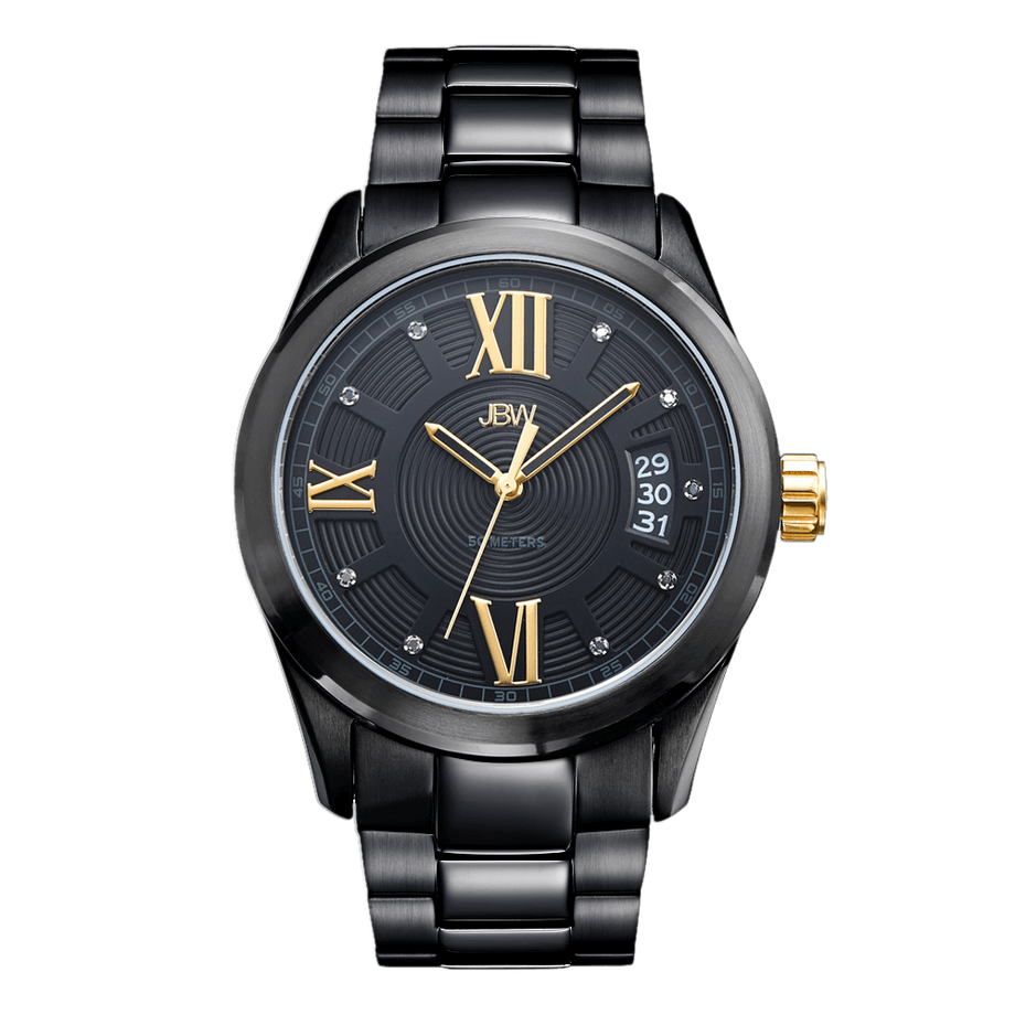 JBW 562 JB6225K Men's Black Diamond Watch With Black Strap JBW