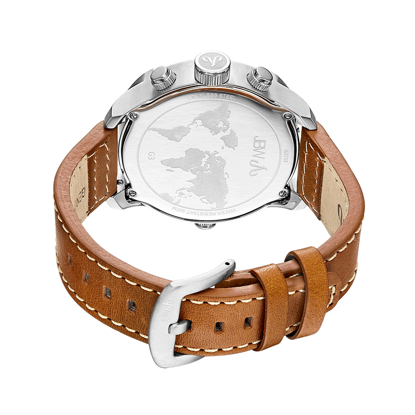 JBW G3 J6325E Men's Brown Swiss Leather Diamond Watch JBW Watches