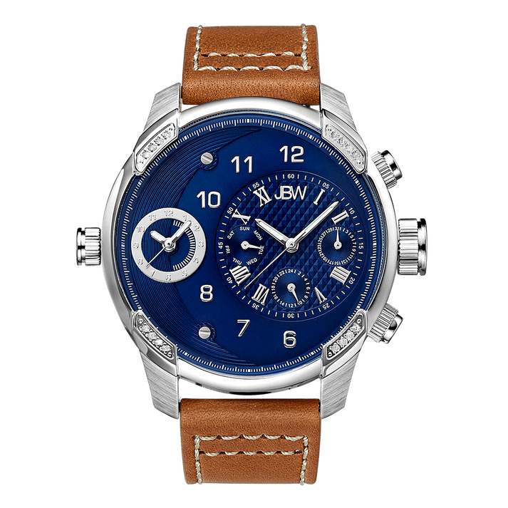 JBW G3 J6325E Men's Brown Swiss Leather Diamond Watch JBW Watches