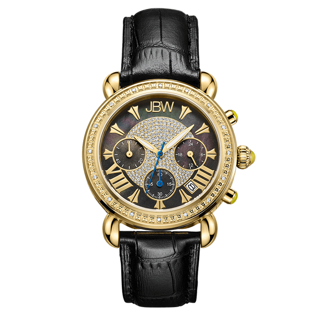 jbw-victory-jb-6210l-f-gold-black-leather-diamond-watch-front