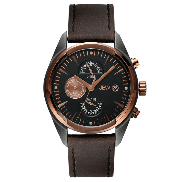 jbw-woodall-j6300a-two-tone-rosegold-gun-brown-leather-diamond-watch-front