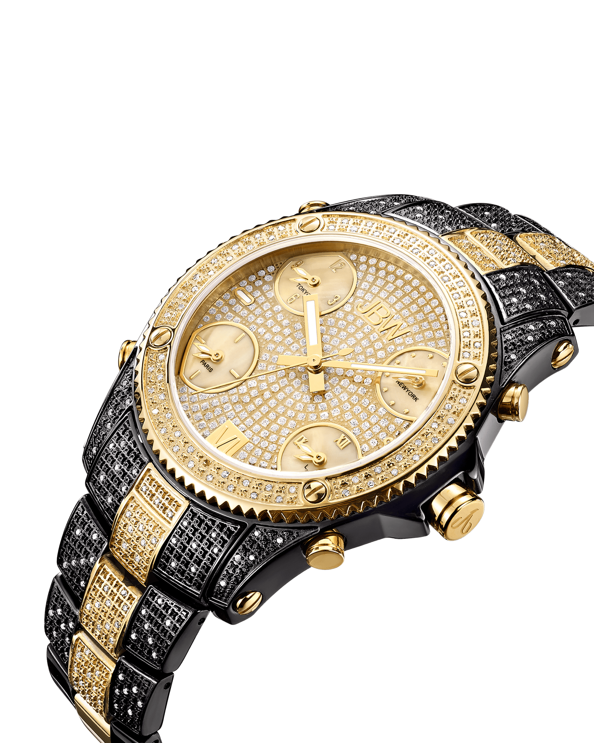 JBW Jet Setter JB-6213-D | Men\'s Black & Gold Diamond Watch – JBW Watches
